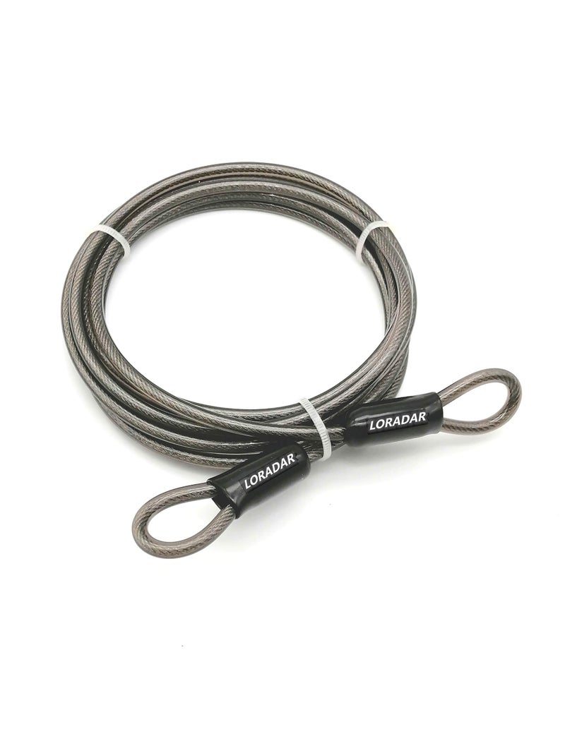 LORADAR 4mm Thickï¼ˆ5/32"ï¼‰ 7FT,15FT,30FT Braided Steel Coated Security Thin Cable Anti-Lost Steel Cable Luggage Lock Safety Cable Wire Double Loop (15FT) - Image 1